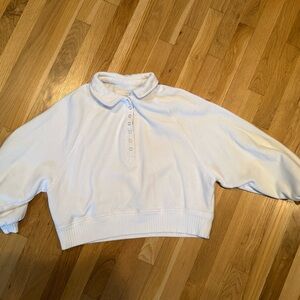 Aerie White Button-Up Collared Sweater